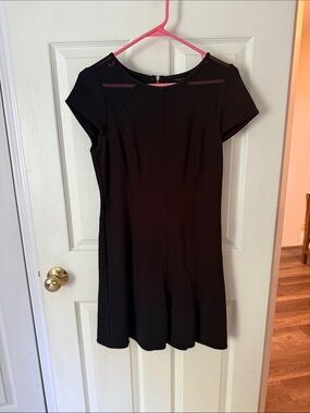 Ann Taylor Black Short Sleeve Fit & Flare Mini Dress